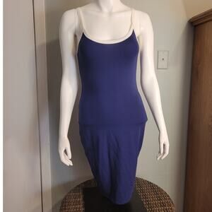 Express Navy Blue Bodycon Dress Sz XS Slinky Sporty Sleeveless Nautical Sexy